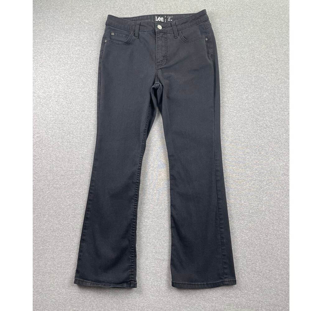 y2k LEE Jeans Womens 10P Black Bootcut Mid Rise Faded Wash Regular Fit Retro